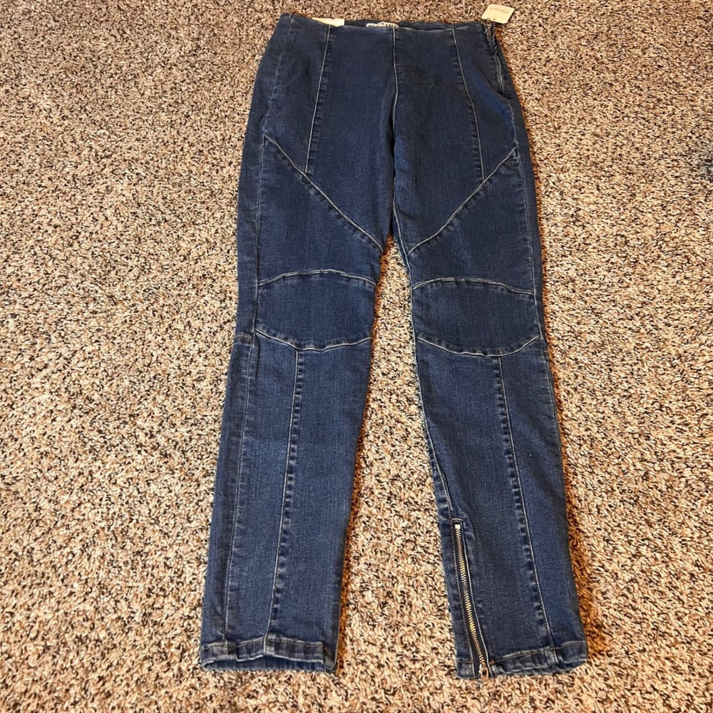 We The Free Bella Moto‎ Mid Rise Skinny Ankle Zipper Blue Denim Jeans Size 27